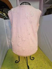 Vintage 1960s Blush Pink Sequin Beaded Sleeveless Top Size 40