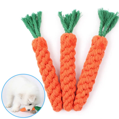 1 pezzo corda morso cane carota animali domestici cani giocattoli sicuro durevole morso intrecciato cane masticazione - Foto 4 di 31