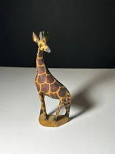 Hand Carved 6 Inch Wooden Giraffe Made in Kenya Collectible Figurine