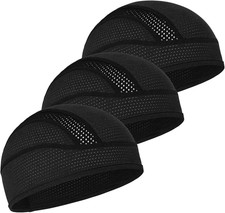 MELASA 3Pcs Cooling Skull Cap for Men – Sweat Wicking Helmet Liner for Hard Hat,