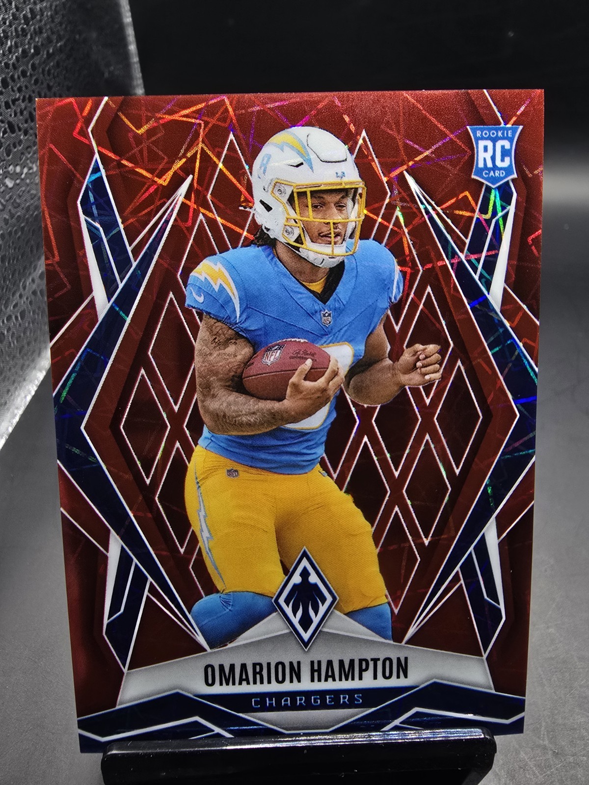 2025 Panini Phoenix Omarion Hampton #192 Red Lazer Prizm /199