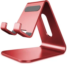 Aluminum Cell Phone Stand Holder Cradle, Desktop Stand for All Smartphones, Red