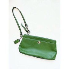 Coach Green Leather Wristlet Clutch
