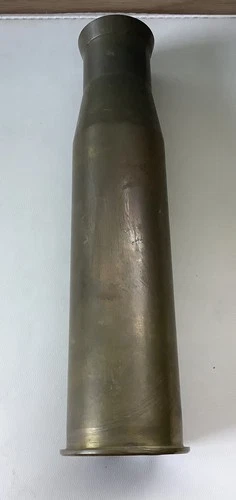 Vintage Trench Art Brass WW2 case vase Militaria  marked 1942 USA collectable