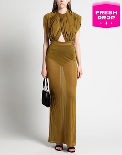 Maxi abito SAINT LAURENT RRP€2990 FR38 US6 UK10 M con cappuccio schiena aperta Made in Italy
