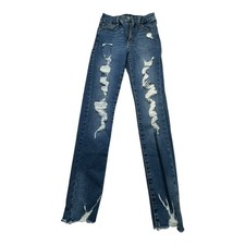 AEROPOSTALE Super High Rise Curvy Jegging Blue Distressed Women's Size 6 Regular