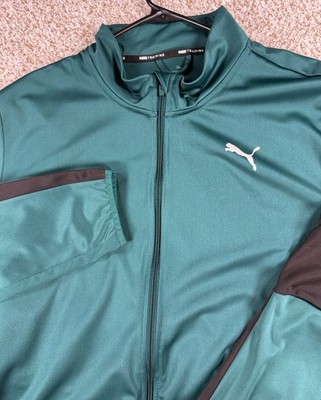 Puma Green Blaster Training Track Jacket Logo Full Zip Men Size XXL Pockets