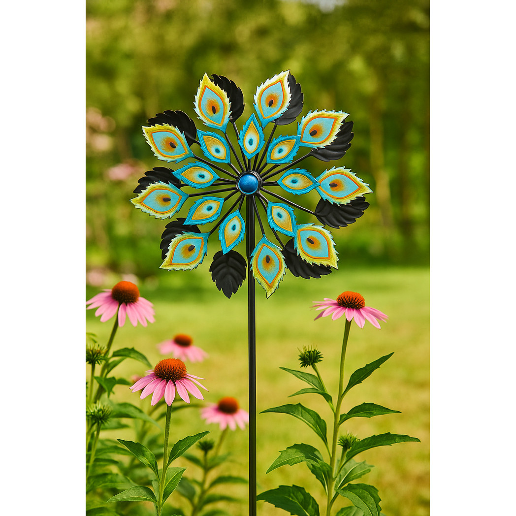 Double-Sided Peacock Wind Spinner - Dazzling Spin Decor