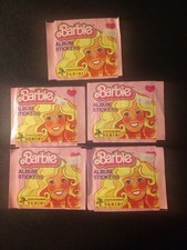 LOT OF 5 SEALED 1983 MATTEL PANINI BARBIE STICKER WAX PACKS - VERY RARE