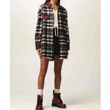 ALICE + OLIVIA Dimitra Plaid Shacket Shirt Dress Sz XS