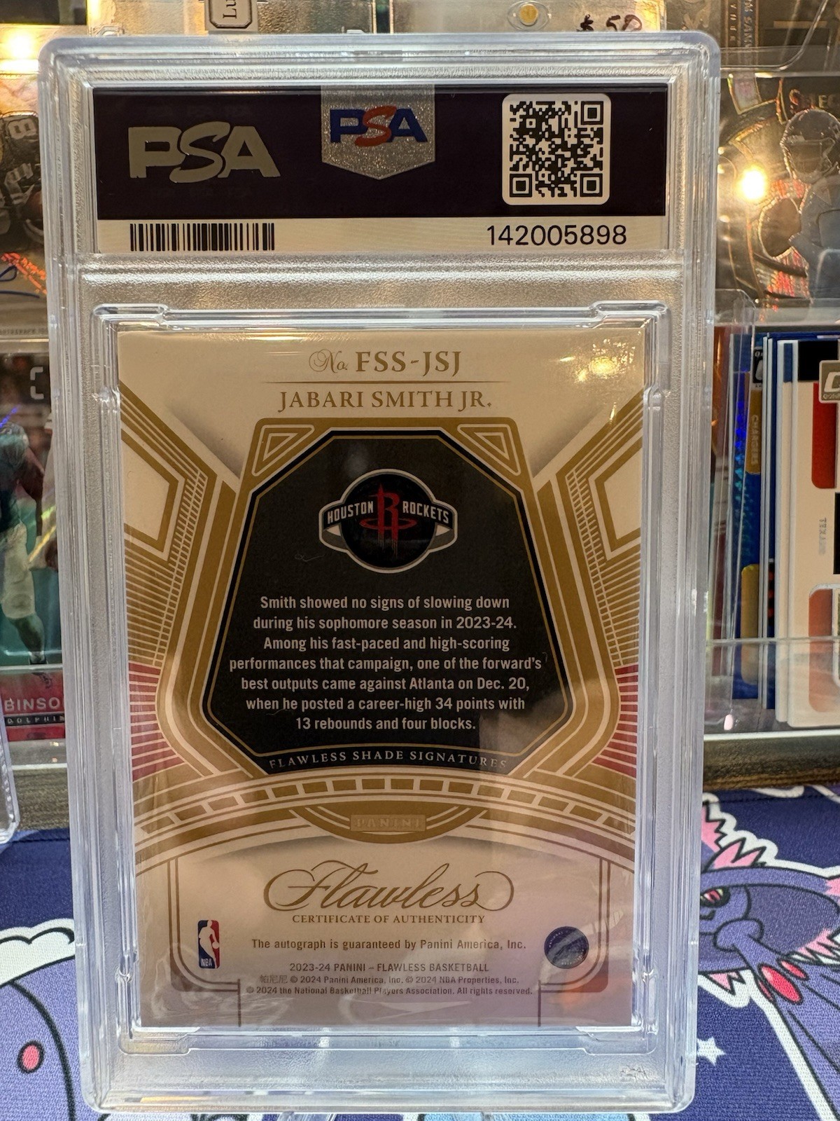 2024 Flawless Shade Signatures Jabari Smith Jr Auto 1/3 PSA 7 view 2