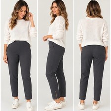 Eileen Fisher Womens Gray Slim Ankle Pants Stretch Ponte Knit Pull On Size L