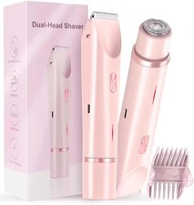 Depiladora intima, 2-in-1 Dual Head Bikini Trimmer  Electric Razor Silent Pink