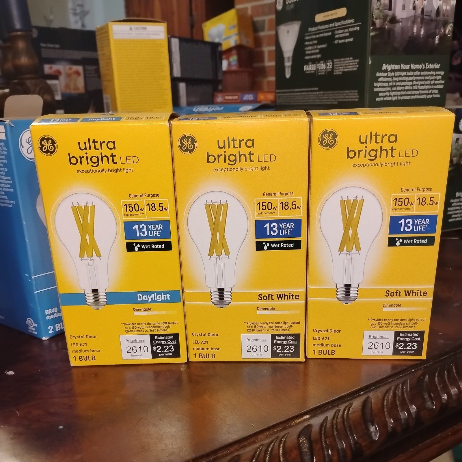 GE Ultra Bright LED Light Bulbs, 150 Watt, Soft White, A21 Bulbs (3 lot)