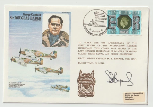 12/10/1977 UK GB Flown Cover - Group Captain Sir Douglas Bader - HANDSIGNED