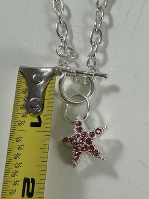 TBOT Star pink crystal pendant silver chain 18