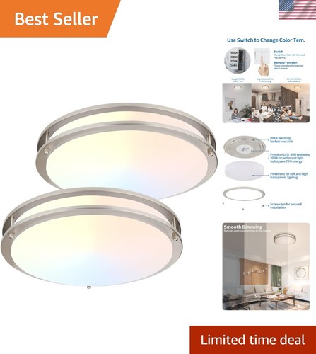 2Pack LED Ceiling Light Flush Mount 16 Inch 30W Dimmable Color Temp Control