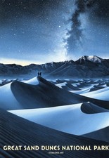 Great Sand Dunes National Park WPA Style Night Sky Postcard New