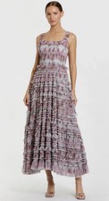 Mac Duggal 8311 Sz 12 Floral Mesh Micro Ruffle Maxi Dress