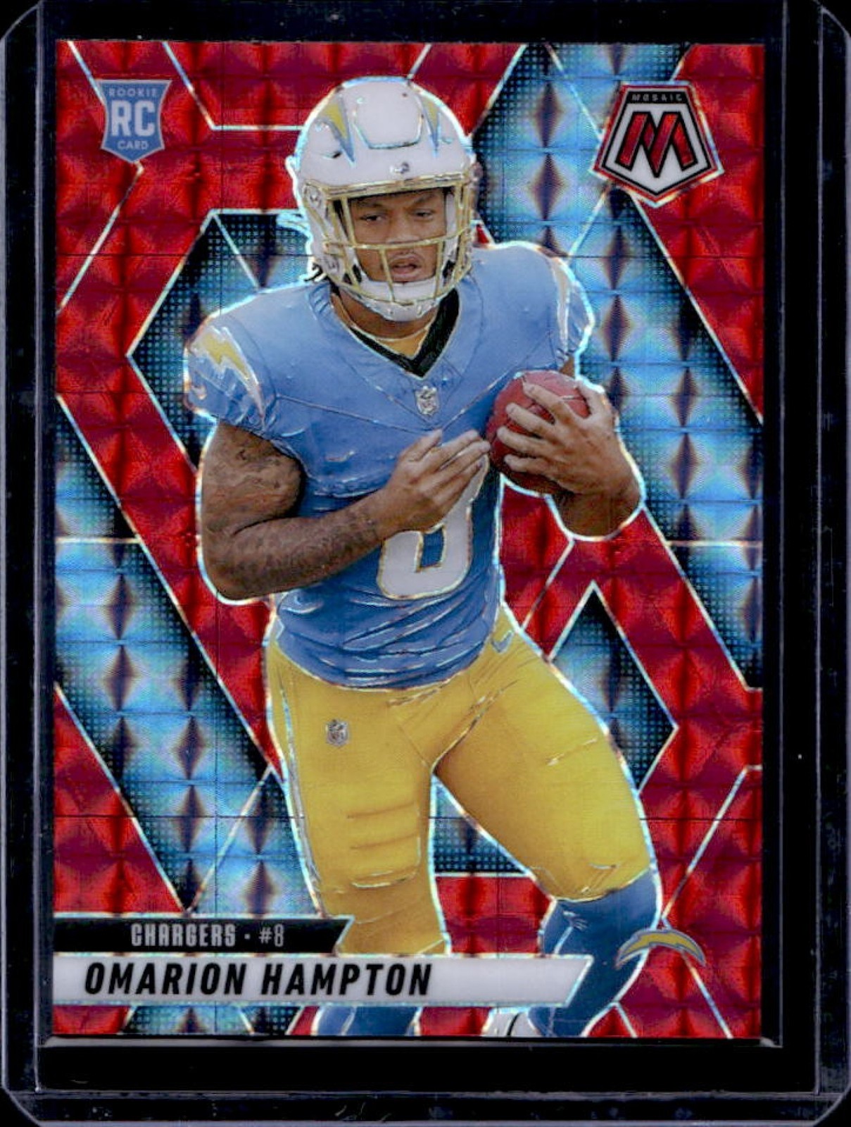 2025 Mosaic Omarion Hampton Rookies RC Red Prizm #335 Chargers