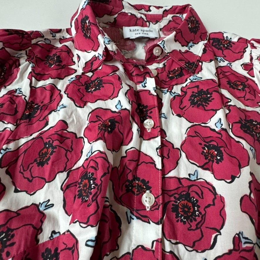 Kate Spade Womens XS Poppy Toss Shirt Dress kd668 Long Sleeve