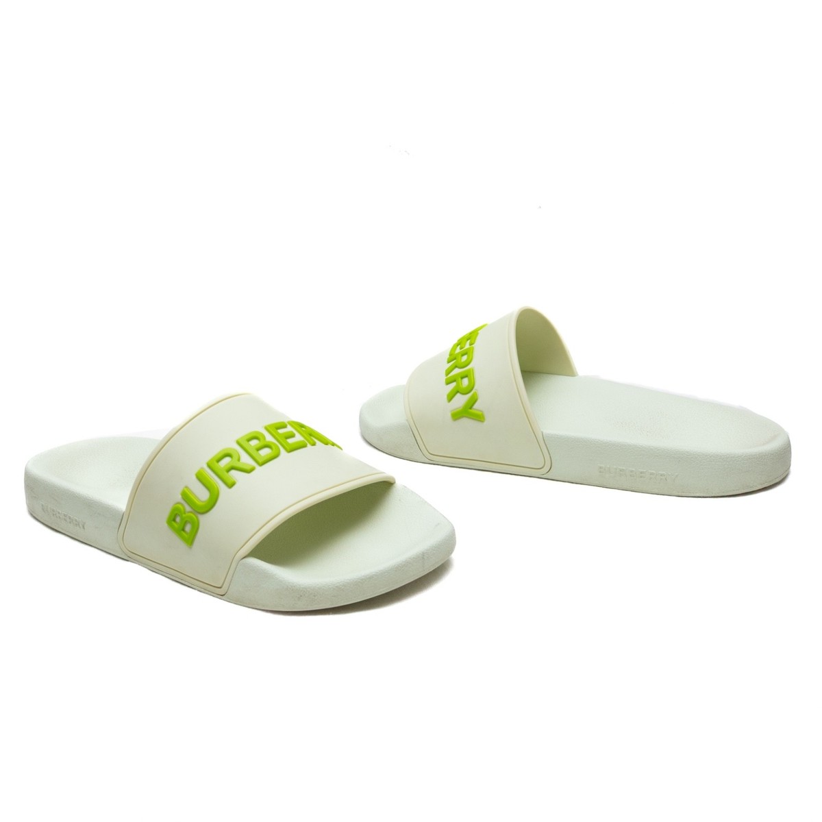 Burberry Logo Slides Women's Furley Pistachio Green Sandals Size