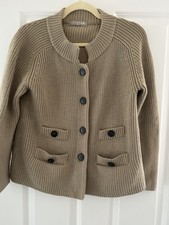 Cardigan donna Jigsaw panna %100 lana maglia grossa piccolo 10-12 immacolato