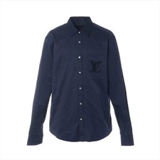 Louis Vuitton 24AW Cotton Shirt XXL Men's Navy Blue  RM242MM Logo embroidery Som