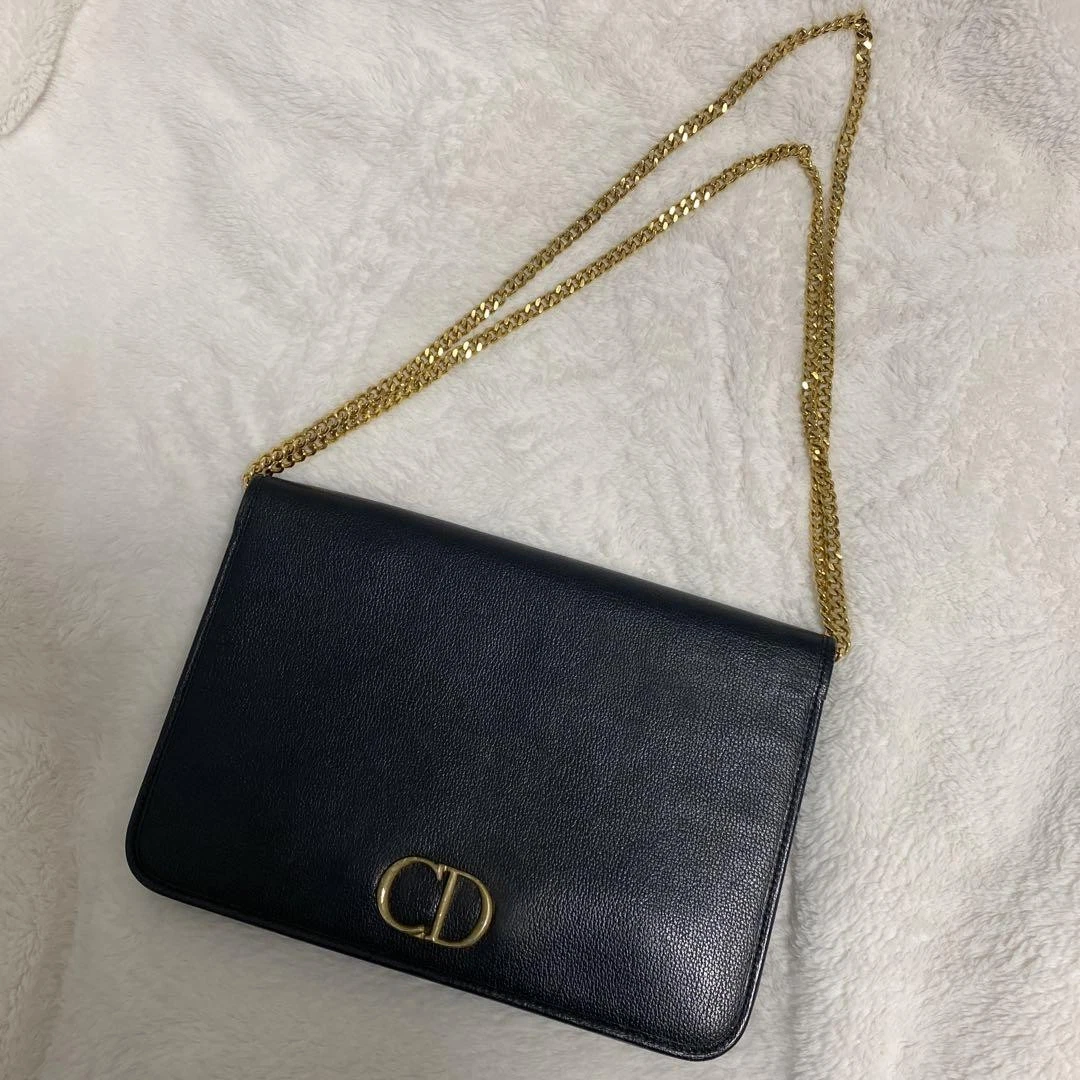 Sac bandoulière Christian Dior chaîne cuir noir