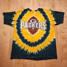 Vintage Green Bay Packers Tie-Dye Graphic NFL T-Shirt Size XL Liquid Blue