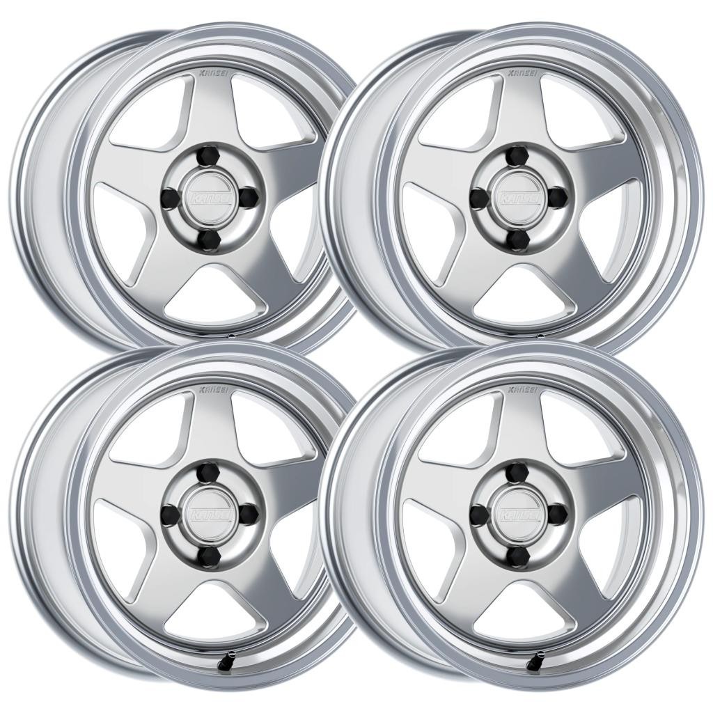 Set-4) Kansei KNP 18X8.5 5X108 35mm Gloss Hyper Silver Wheels Rims