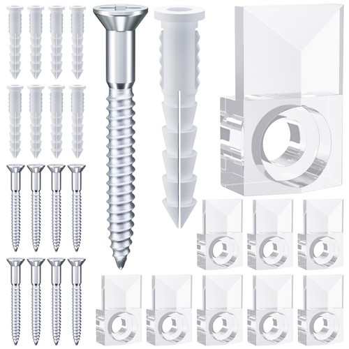 Mirror Holder Clips Kit,Crystal Clear Plastic Mirror Clip,Mirror Holder Clips...