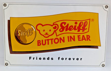Steiff Button in Ear Friends Forever Porcelain Enameled Advertising Sign 12x7.5