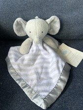 NEW Cloud Island Gray White Striped Elephant Lovey Plush Baby Security Blanket