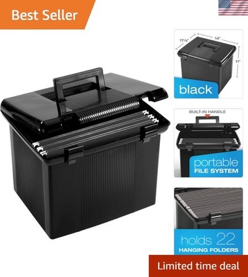 Portable File Box with File Rails, Simple Document Storage, File Bin for Home...