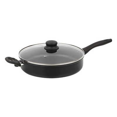 Mainstays 4Qt Nonstick Jumbo Cooker Fry Pan 28cm Black w/ Glass Lid