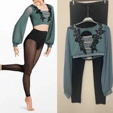 Weissman solo custom dance black sage green 2 piece Leggings Blouson SM12283 SA