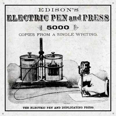 Edison's Electric Pen and Press Advertisement Sign
