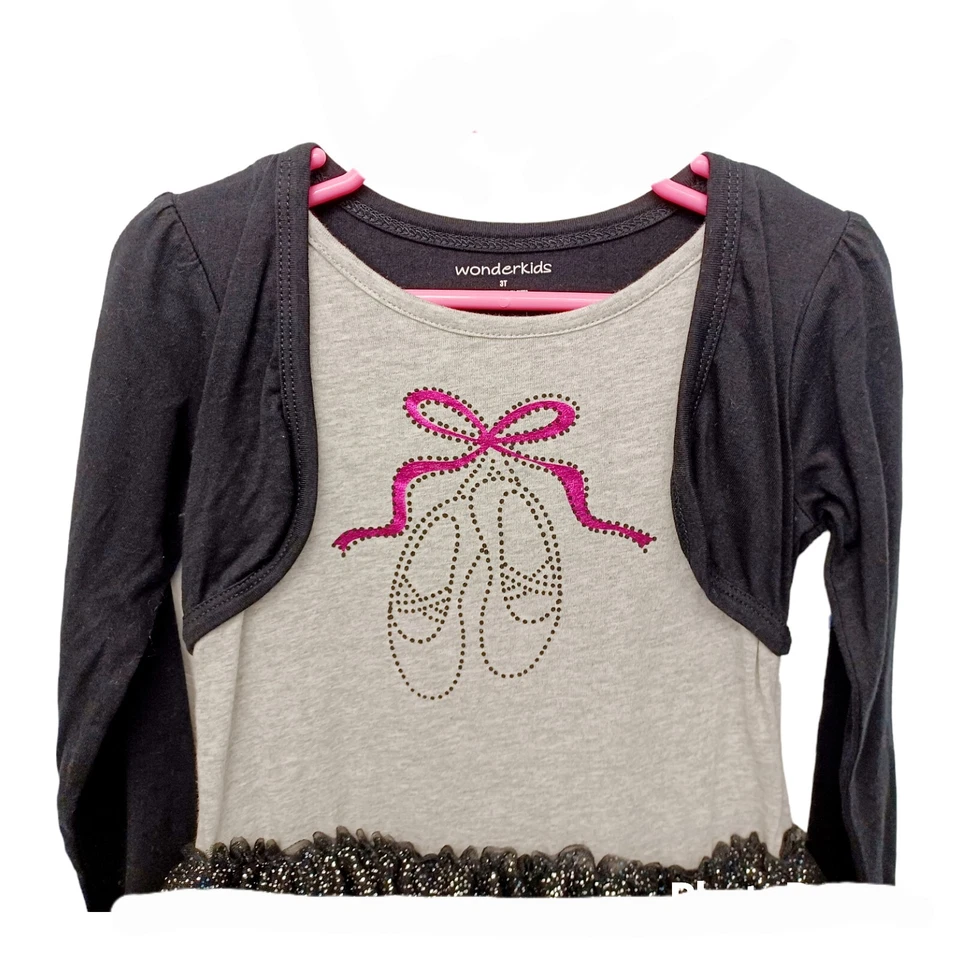 Vestido tutú WonderKids - 3T - Bailarina gráficos y botas de moda 8 - ribete de piel sintética Foto 3 de 4