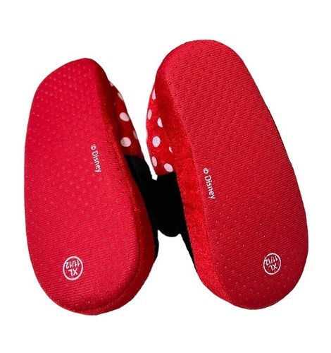Disney Minnie Mouse House Shoes Kids XL 11-12 Red & White Polka Dot Slippers - Picture 5 of 6
