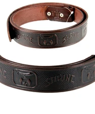 1010003 Genuine Leather Brown Shrine Crescent Scimitar Belt Sizes 32-60 Shriner
