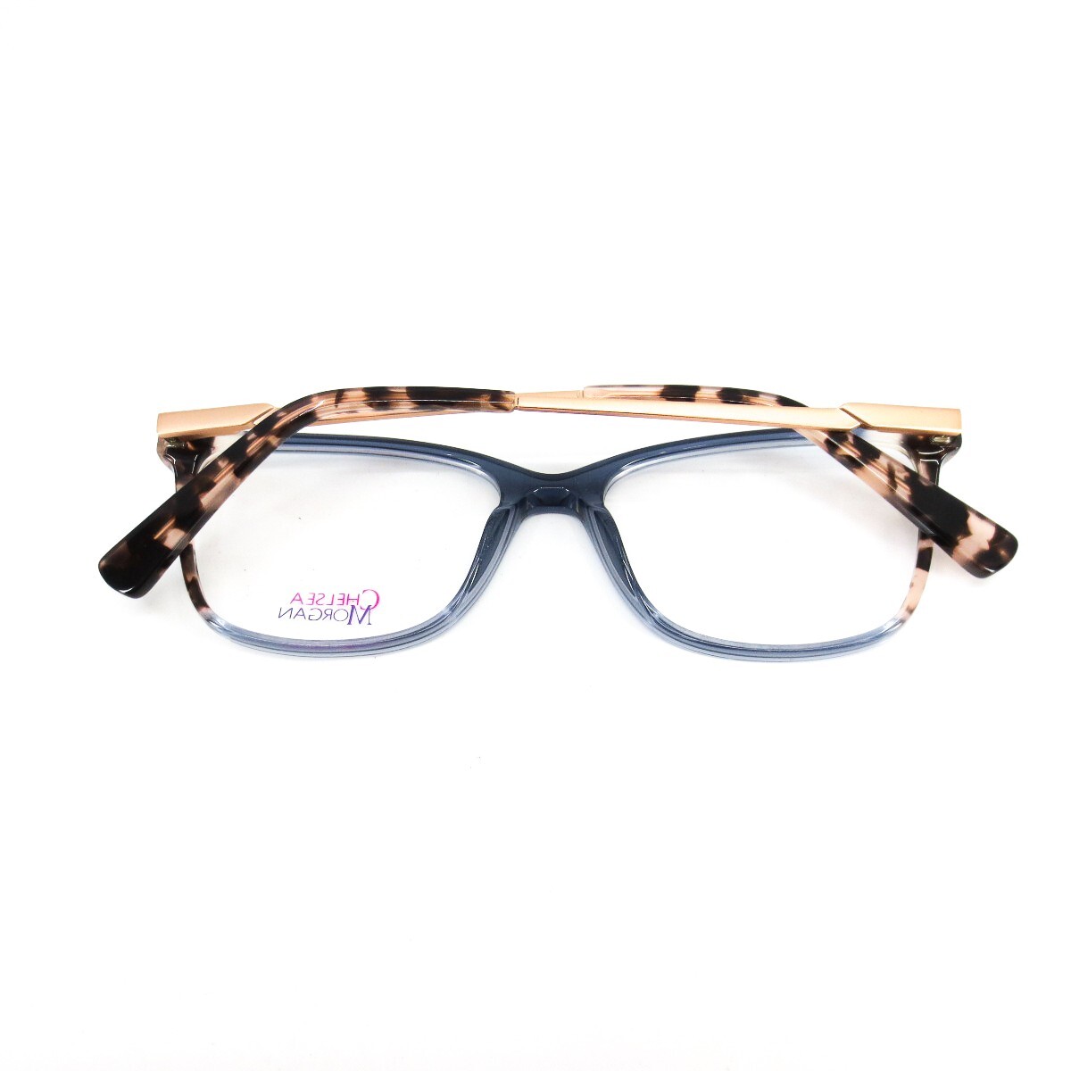 Chelsea Morgan CM20214 BLUE Eyeglasses Frames Black acetate metal 54-14-140