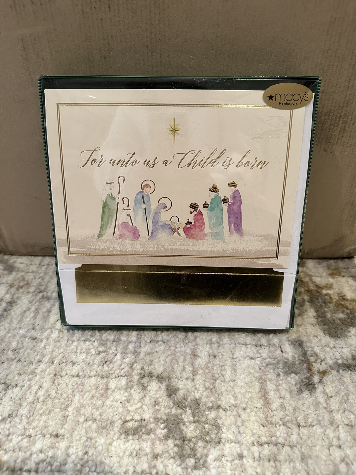 MACYS Masterpiece Studios Watercolor Nativity Set of 18 Boxed Christmas Cards eBay