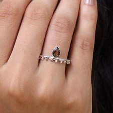 Natural Smoky Quartz Pear Cut 925 Sterling Silver Women Handmade Designer Ring
