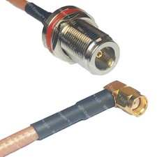 RG400 N FEMALE BULKHEAD to RP-SMA MALE ANGLE RF Cable FAST-SHIP LOT