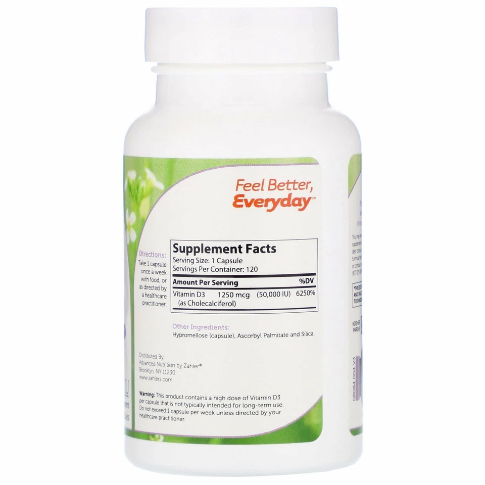 Pagador, Vitamina D3, 50.000 UI, 120 Cápsulas Foto 2 de 2