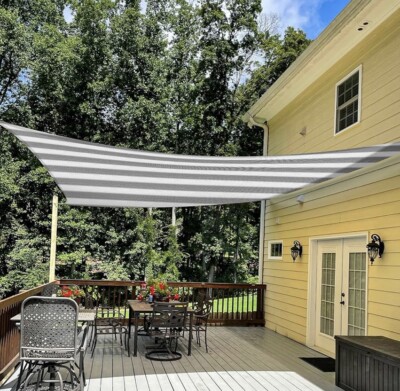 Sun Shade Sail 20' x 20' White & Grey Canopy Square Shade Sail U*V Block
