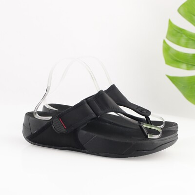 Fitflop Mens Trakk II Sandal Size 8 Black Adjustable Thong Pool Slide Flip Flop