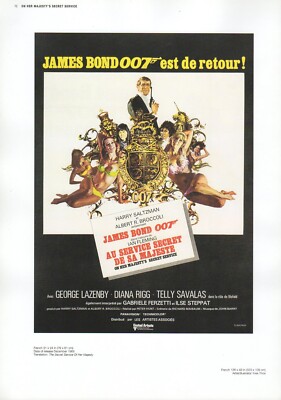 2002 Vintage JAMES BOND ''AU SERVICE SECRET DE SA MAJESTE'' MINI POSTER Art Litho