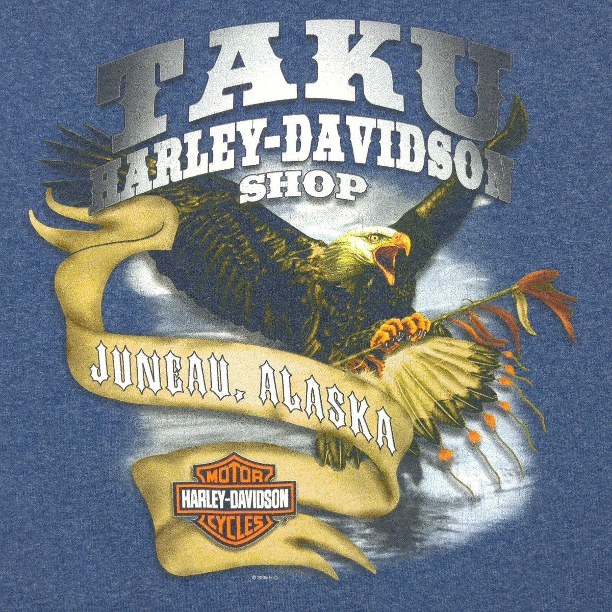 Harley Davidson T Shirt Shop Taku Juneau Alaska Blue Motorcycle